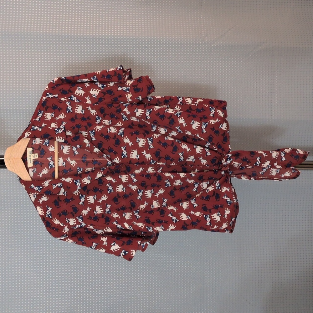 Monteau Tie-Front Top With Dog Print